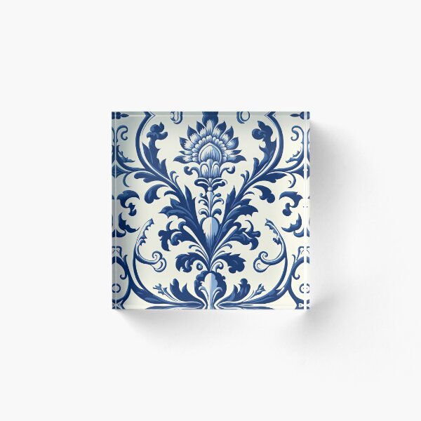 Item preview, Floral Garden Botanical Print with Delft Blue and White designed and sold by FloralFancy.