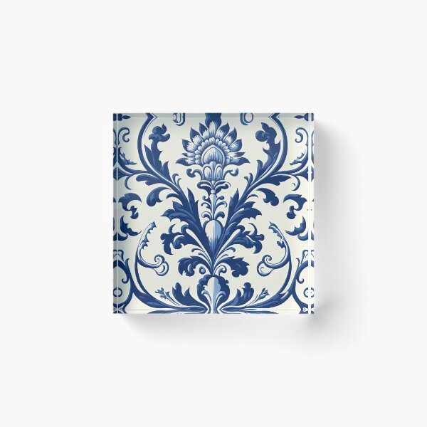 Item preview, Floral Garden Botanical Print with Delft Blue and White designed and sold by FloralFancy.