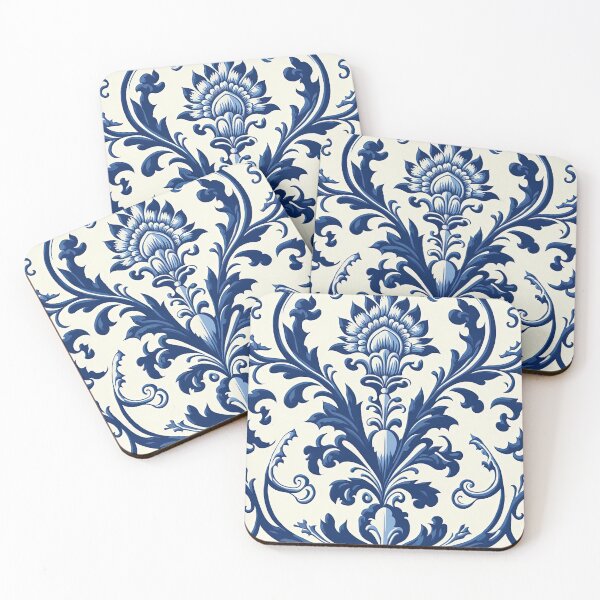 Item preview, Floral Garden Botanical Print with Delft Blue and White designed and sold by FloralFancy.