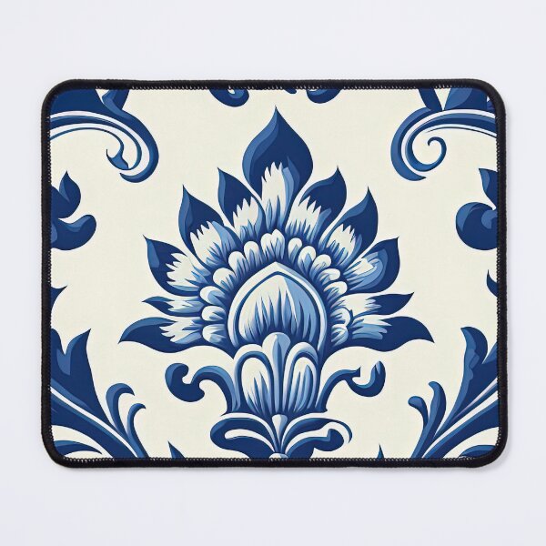 Item preview, Floral Garden Botanical Print with Delft Blue and White designed and sold by FloralFancy.