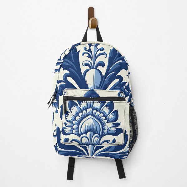 Item preview, Floral Garden Botanical Print with Delft Blue and White designed and sold by FloralFancy.