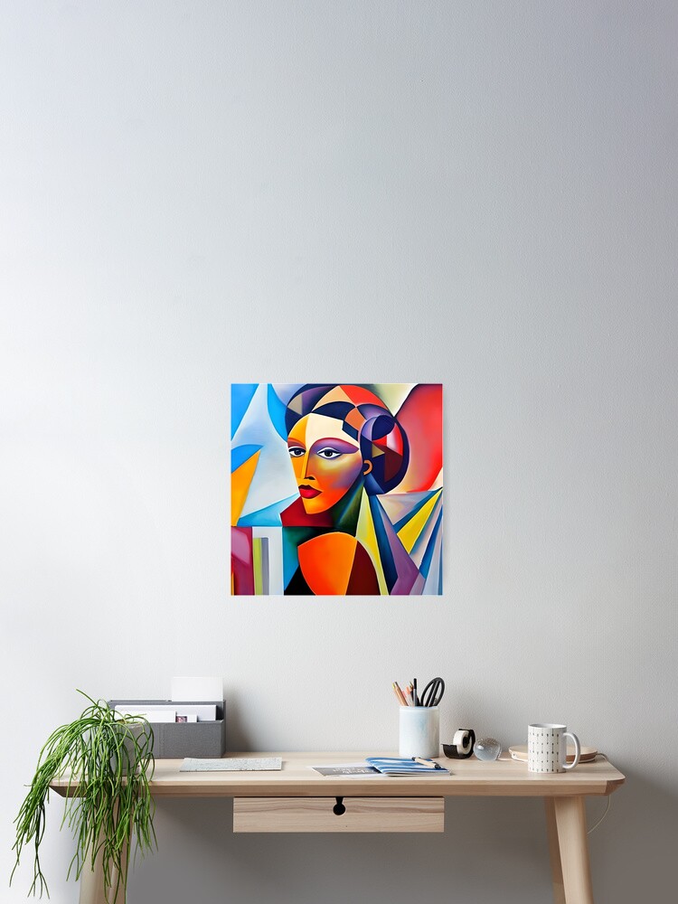 Abstract Woman Face Art Board Print Portrait in the cubist