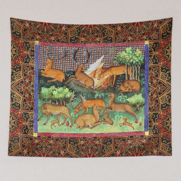 Item preview, BOOK OF HUNTING ,DEERS,STAGS IN WOODLAND GREENERY Medieval Miniature designed and sold by BulganLumini.