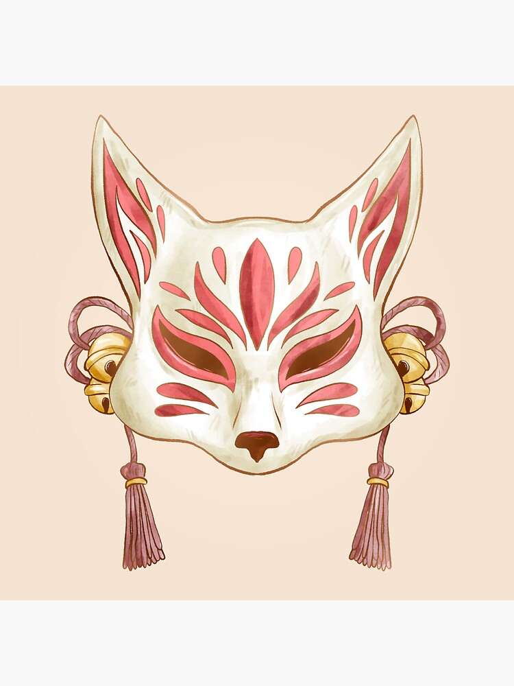Kitsune Mask - Traditional Japanese Fox Sticker by -YourDesigner