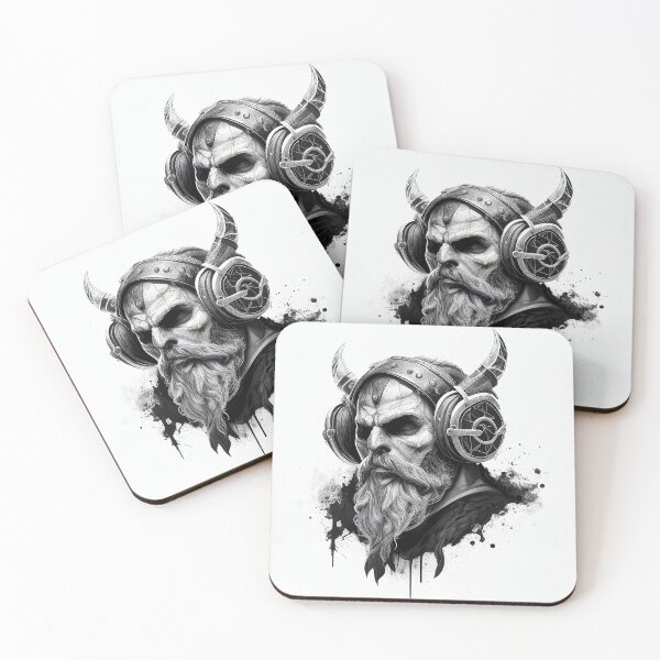 Item preview, viking vintage skull beard with headphone designed and sold by schizarty.