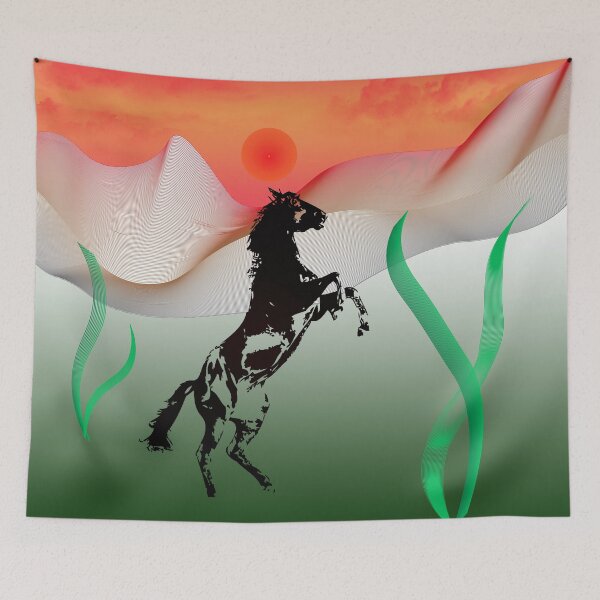 Item preview, black horse in desert designed and sold by Bigrow.