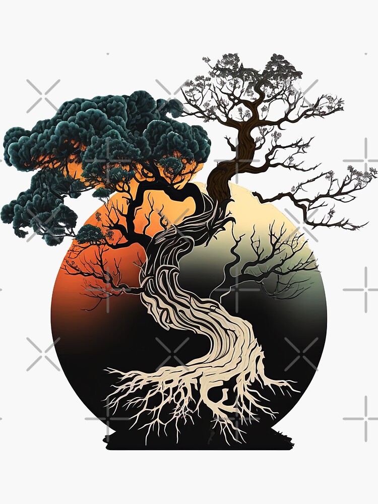 "Yin and Yang Bonsai Tree" Sticker for Sale by RoninCreator Redbubble