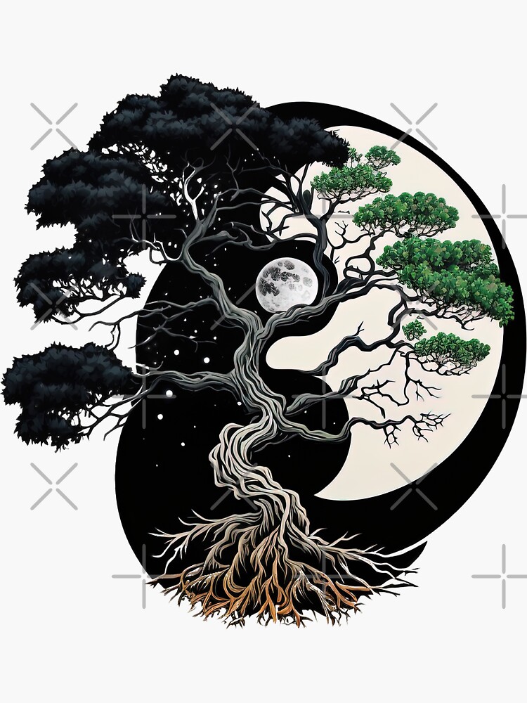 "Yin and Yang Bonsai Tree" Sticker for Sale by RoninCreator Redbubble
