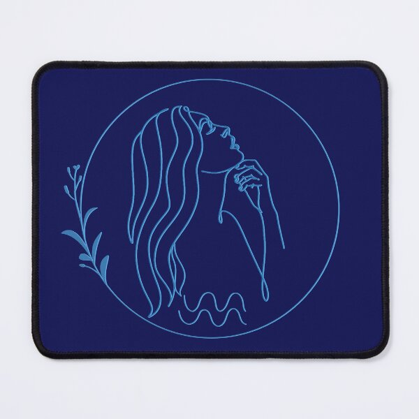 Item preview, Aquarius Woman Line Drawing Circle Design; blue version designed and sold by mbuz90.