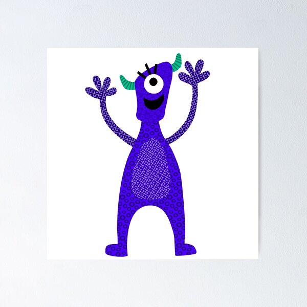 Item preview, Blue Monster Celebrating designed and sold by Shiny Happy World.