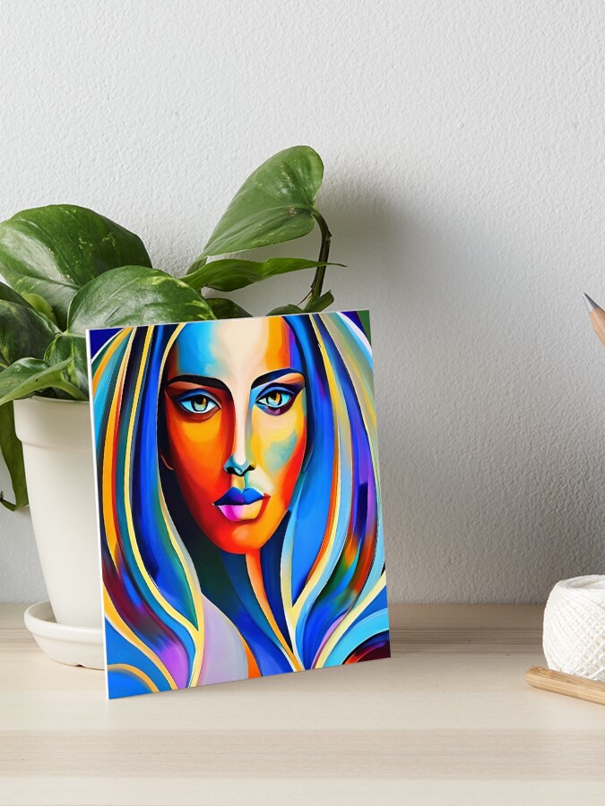 "Abstract Woman Face Art Board Print Portrait In The Cubist Style" Art ...