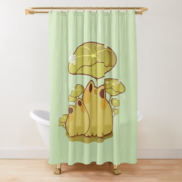 Cute mushroom and frogs in the rain Shower Curtain for Sale by Rihnlin
