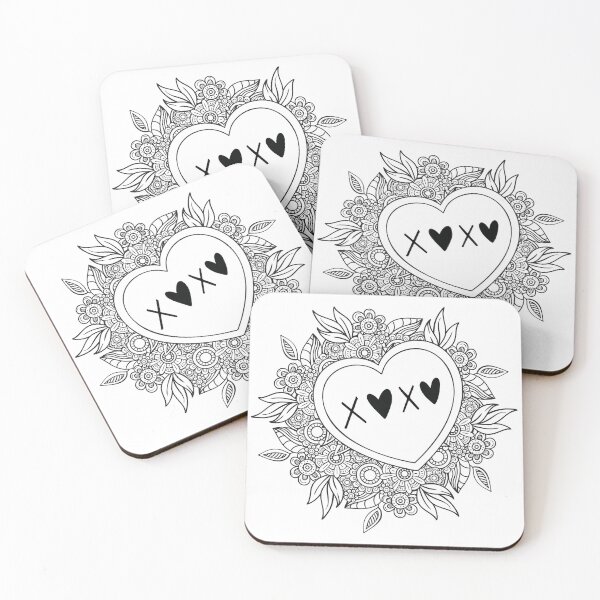 Item preview, Valentine Sketch Floral Heart with X&Os designed and sold by MochaMeli.