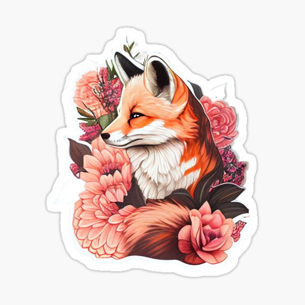 Fox among the Flowers Sticker