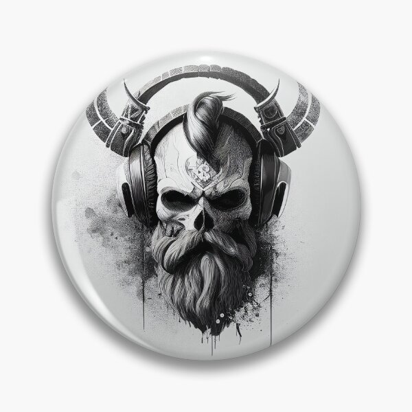 Item preview, Viking vintage skull beard with headphone designed and sold by schizarty.