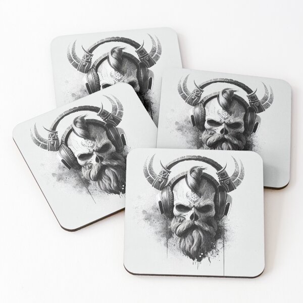 Item preview, Viking vintage skull beard with headphone designed and sold by schizarty.