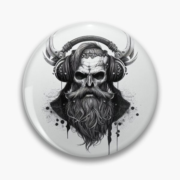 Item preview, Viking vintage skull beard with headphone designed and sold by schizarty.