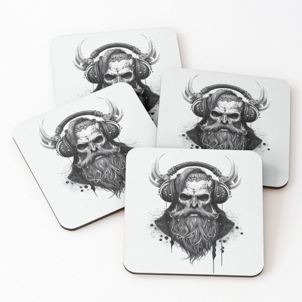 Item preview, Viking vintage skull beard with headphone designed and sold by schizarty.
