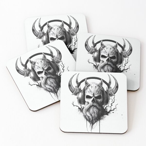 Item preview, Viking vintage skull beard with headphone designed and sold by schizarty.