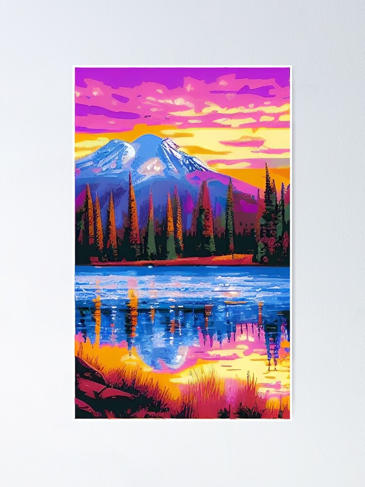 Bright Bold Vintage Landscape Art Painting Nature | Poster Bright Bold Vintage Landscape Art Painting Nature | Poster
