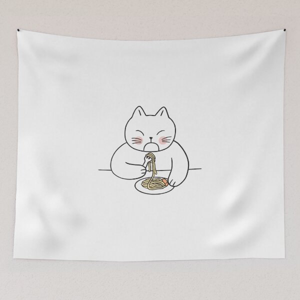 Item preview, cat eating spaghetti designed and sold by Thehecticstore.