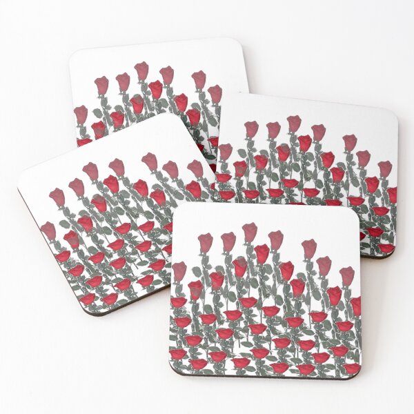 Item preview, RED ROSE BUDS PATTERN WHITE ART designed and sold by sharlesart.