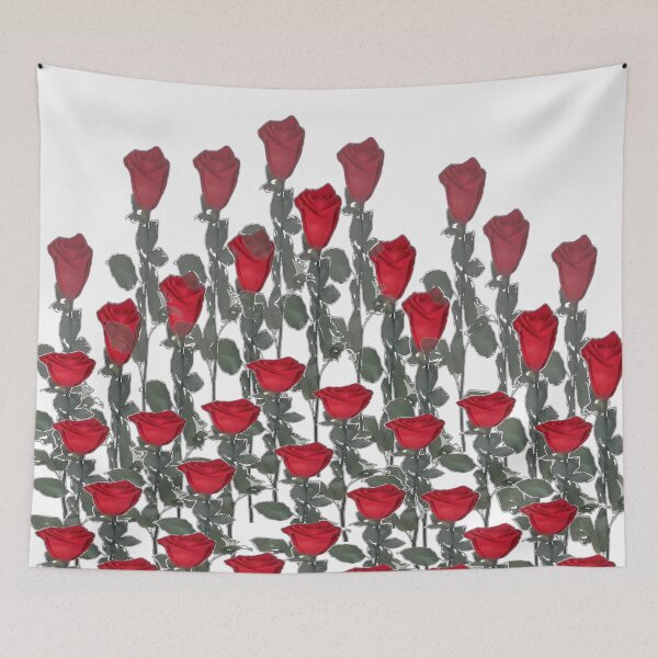 Item preview, RED ROSE BUDS PATTERN WHITE ART designed and sold by sharlesart.