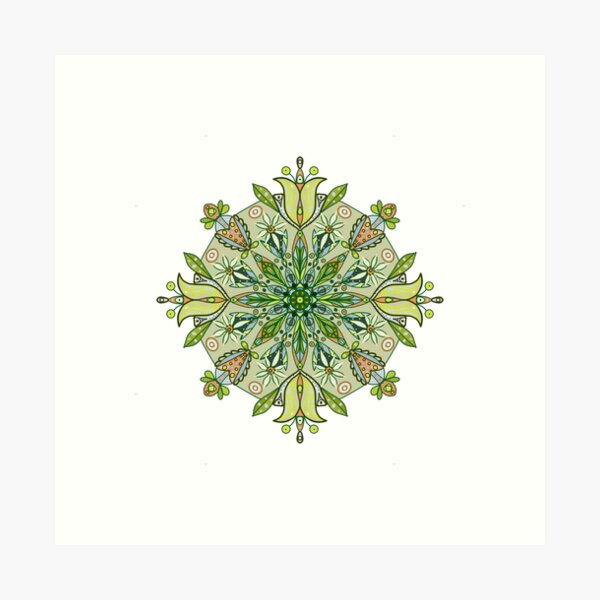 Mandala spring in the cottage garden Art Print