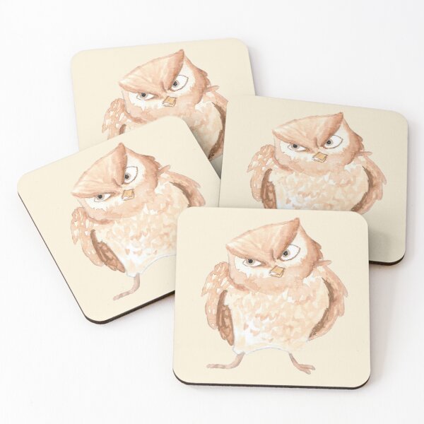 Item preview, Grumpy Owl Watercolour Painting designed and sold by PaperRain.