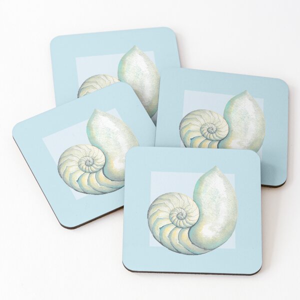 Item preview, Nautilus sea shell in light blue designed and sold by LisaLeQuelenec.