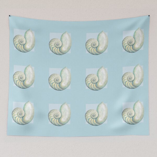 Item preview, Nautilus sea shell in light blue designed and sold by LisaLeQuelenec.