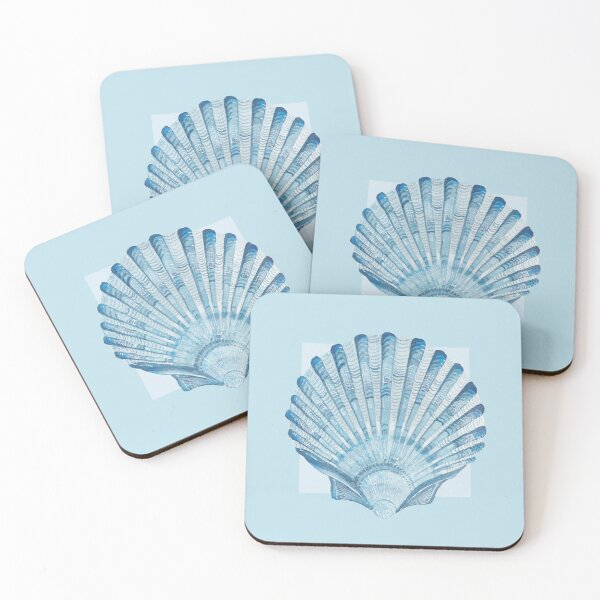 Item preview, Scallop sea shell in light blue designed and sold by LisaLeQuelenec.
