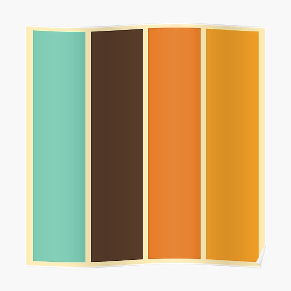 1970's Color Palette Retro Stripe Pattern Poster