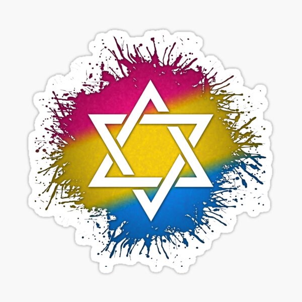 Paint Splatter Pansexual Pride Flag Star of David Symbol Sticker