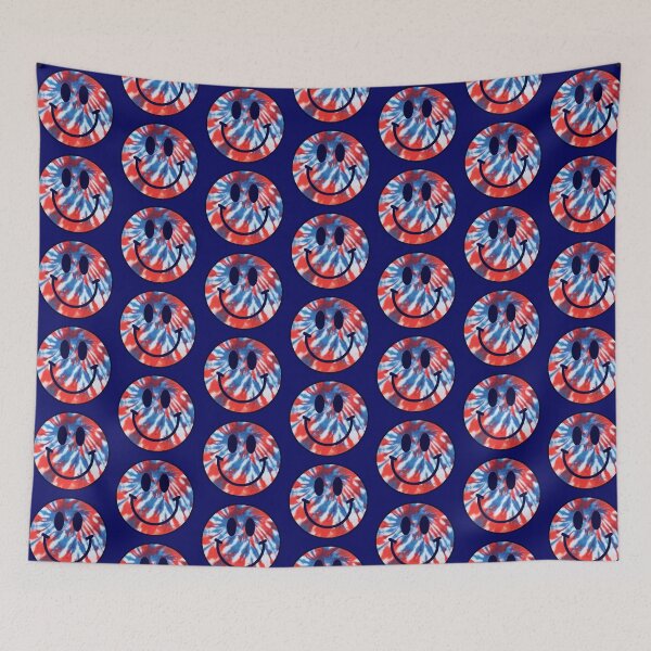 Item preview, RED, WHITE AND BLUE TIE DYE SMILE HAPPY FACE designed and sold by MNG123.