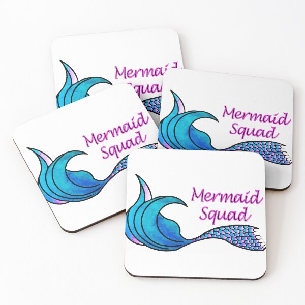 Item preview, Mermaid Squad Mermaid Tail in tie dye texture with pink letters designed and sold by SunnyDazDesign.
