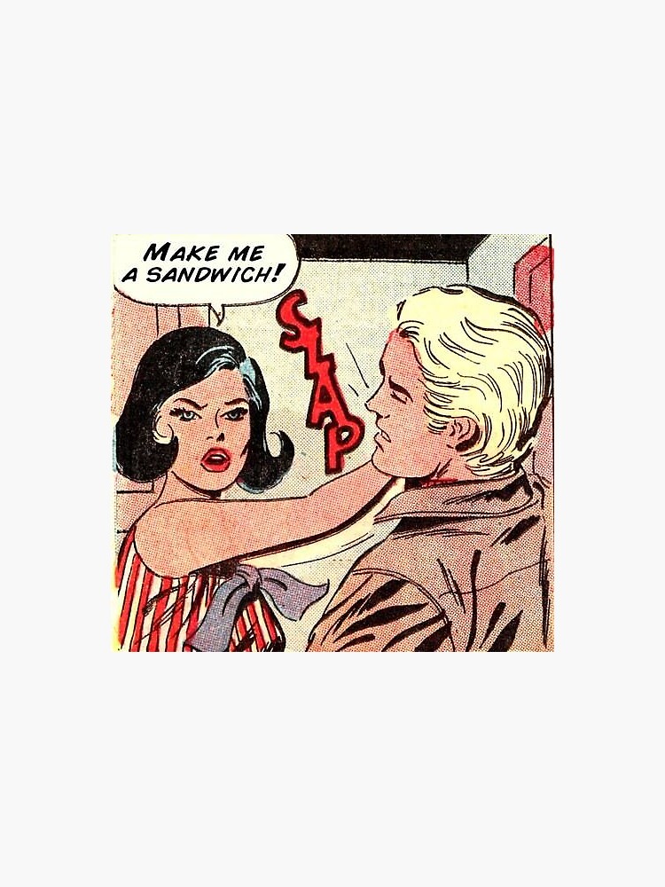 Make me a sandwich black brunette hair girl retro kitsch vintage comic by HouseOfBissy