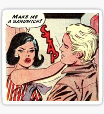 Make me a sandwich black brunette hair girl retro kitsch vintage comic Sticker