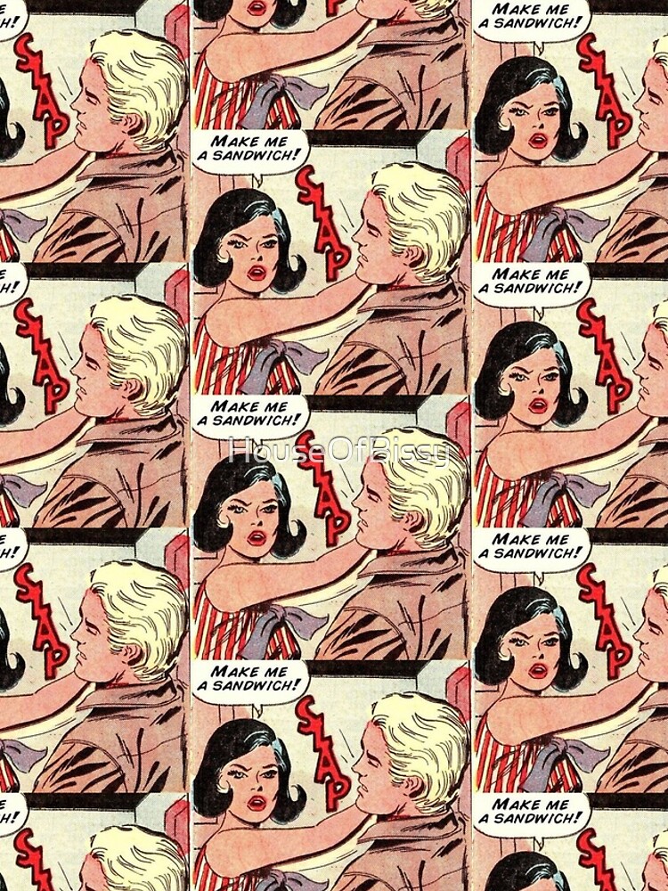 Make me a sandwich black brunette hair girl retro kitsch vintage comic by HouseOfBissy