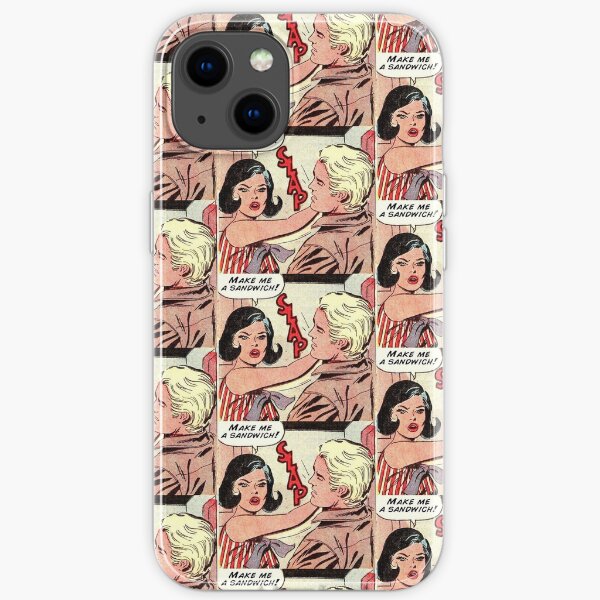 Make me a sandwich black brunette hair girl retro kitsch vintage comic iPhone Soft Case