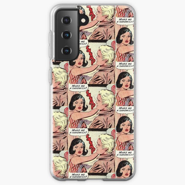 Make me a sandwich black brunette hair girl retro kitsch vintage comic Samsung Galaxy Soft Case