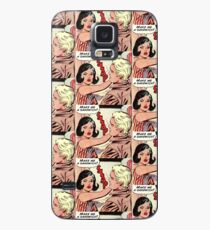 Machen Sie mir ein Retro-Kitsch-Vintage-Comic des Sandwiches schwarzen Brunettehaarmädchens Hülle & Skin für Samsung Galaxy
