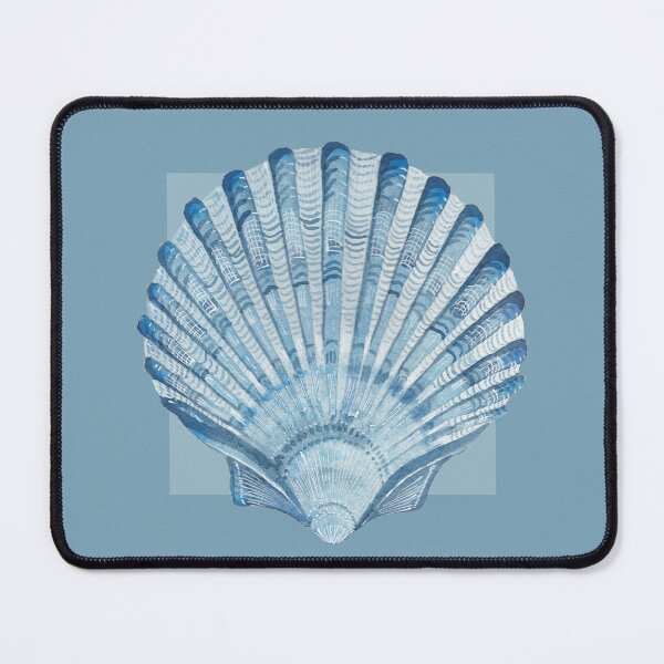 Item preview, Scallop sea shell in mid blue designed and sold by LisaLeQuelenec.