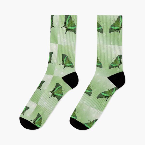 Item preview, Green butterflies on lime green background designed and sold by MarionsArt.