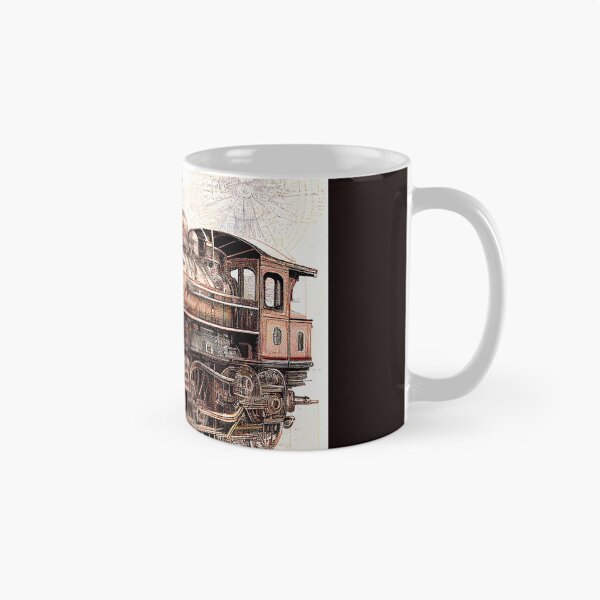 Item preview, Diagrammatic Drawing of Antique Train Locomotive, Black and Brown designed and sold by factory88.