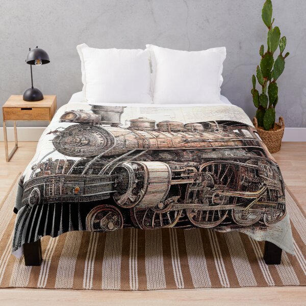 Item preview, Diagrammatic Drawing of Antique Train Locomotive, Black and Brown designed and sold by factory88.