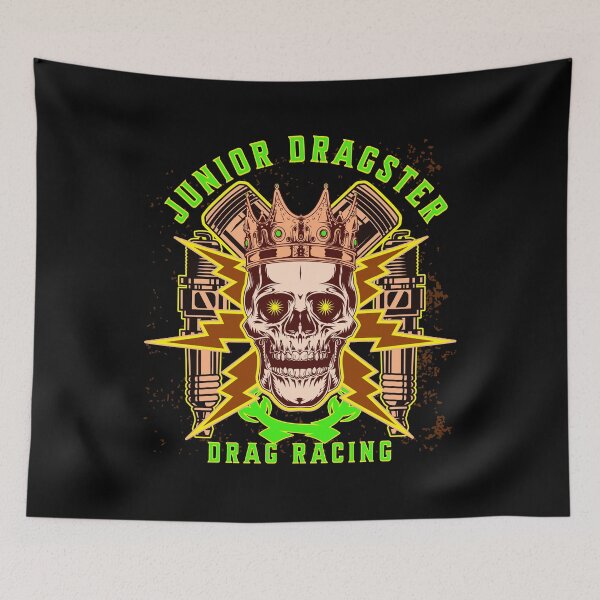 Item preview, Junior Dragster Drag Racing Skull Spark Plugs Piston Rods Jr Dragster Drag Racer Dragster Driver designed and sold by CarantinedChaos.