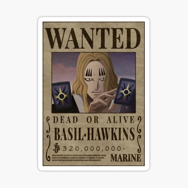 "Basil Hawkins Wanted Poster One Piece" Sticker von OnePieceWanted