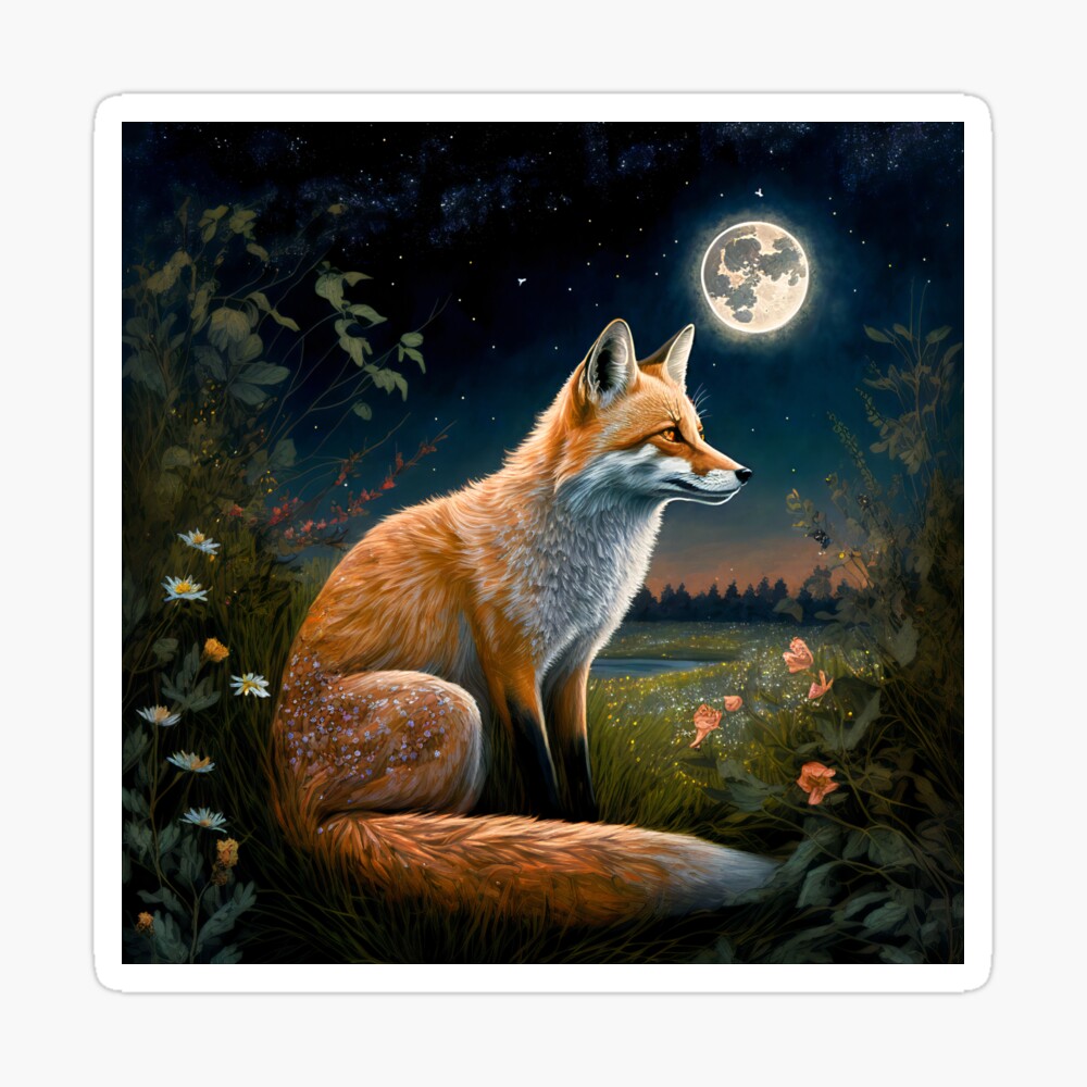 Renard de lune” – peinture sur bois décoration enfant – Il était une fois  l'Auvergne