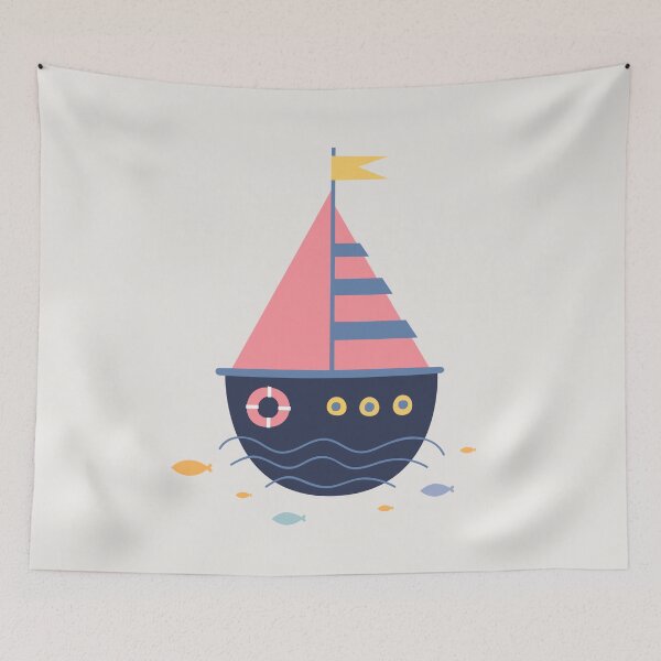 Item preview, Cartoon boat on the waves. designed and sold by KO-SIM.